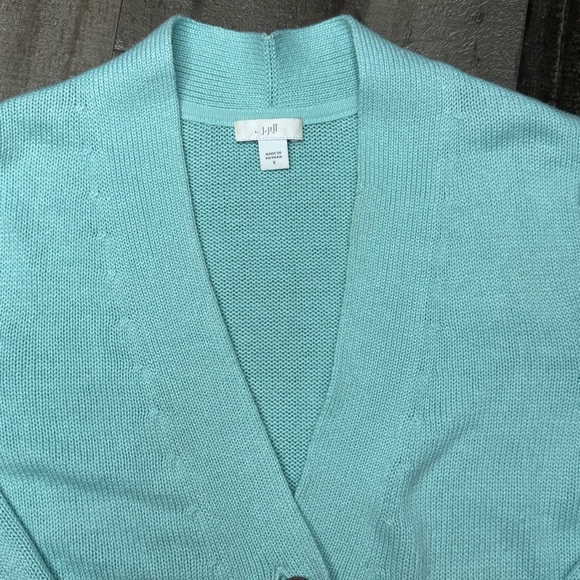 J. Jill Mint Green Cardigan Sweater V-Neck Knit - Picture 4 of 11